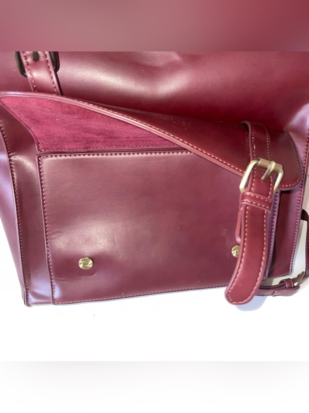 ECOSUSI Burgundy Leather Backpack Dark & Light Academia Aesthetic - Picture 7 of 9
